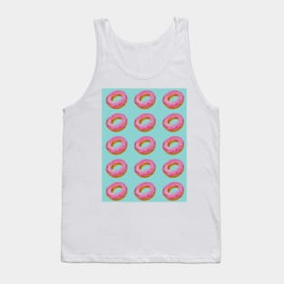 Watercolor donuts pattern - pink and blue background Tank Top